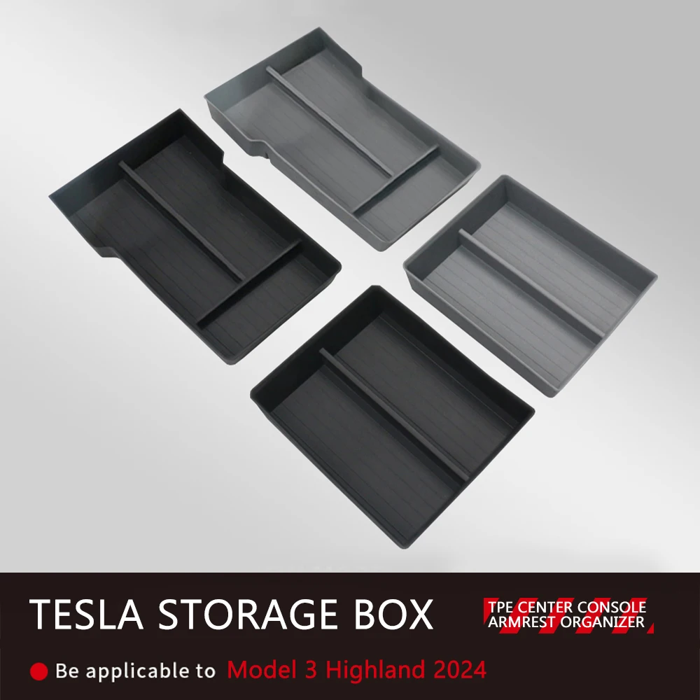 For Tesla Model 3 Highland 2024 Center Console Eyeglasses Car Storage Case Armrest Storage Box Upper&Lower Interior Accessories