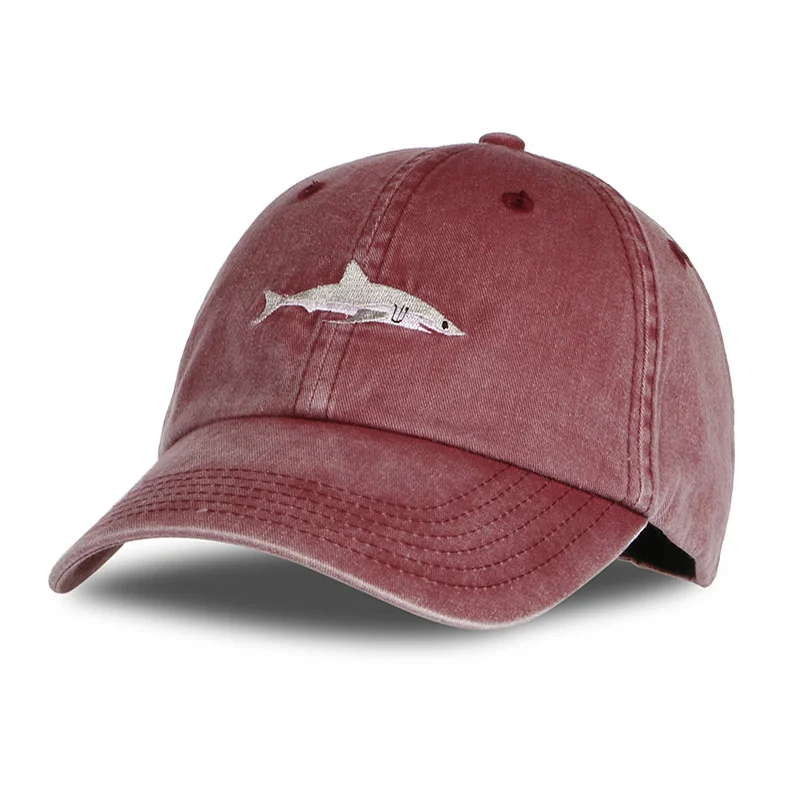 Unisex Washed Cotton Vintage Cap Shark Embroidery Baseball Cap Men And Women Outdoor Casual Sports Snapback Hats Hip Hop Caps