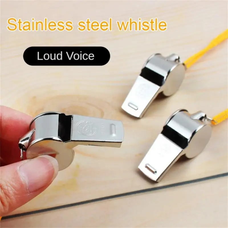 Hanging Rope Metal Whistle Referee Whistle For Lifesaving Hubian Sports Meeting Stainless Steel Whistle Cheerleading& Souvenirs