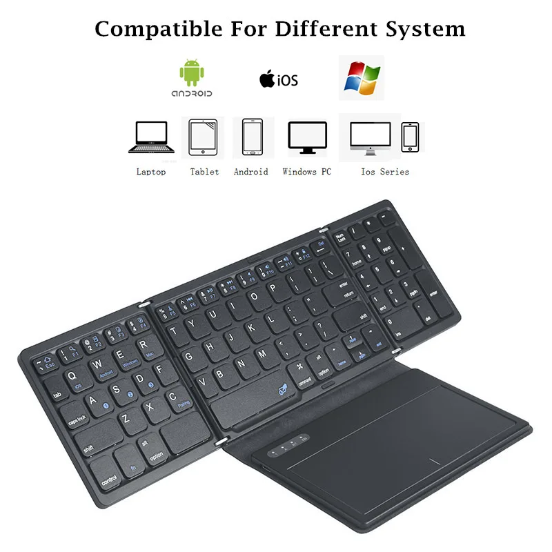 JITE Foldable Bluetooth Keyboard with Touchpad Pocket Folding Keyboard for Laptop Phone Tablet