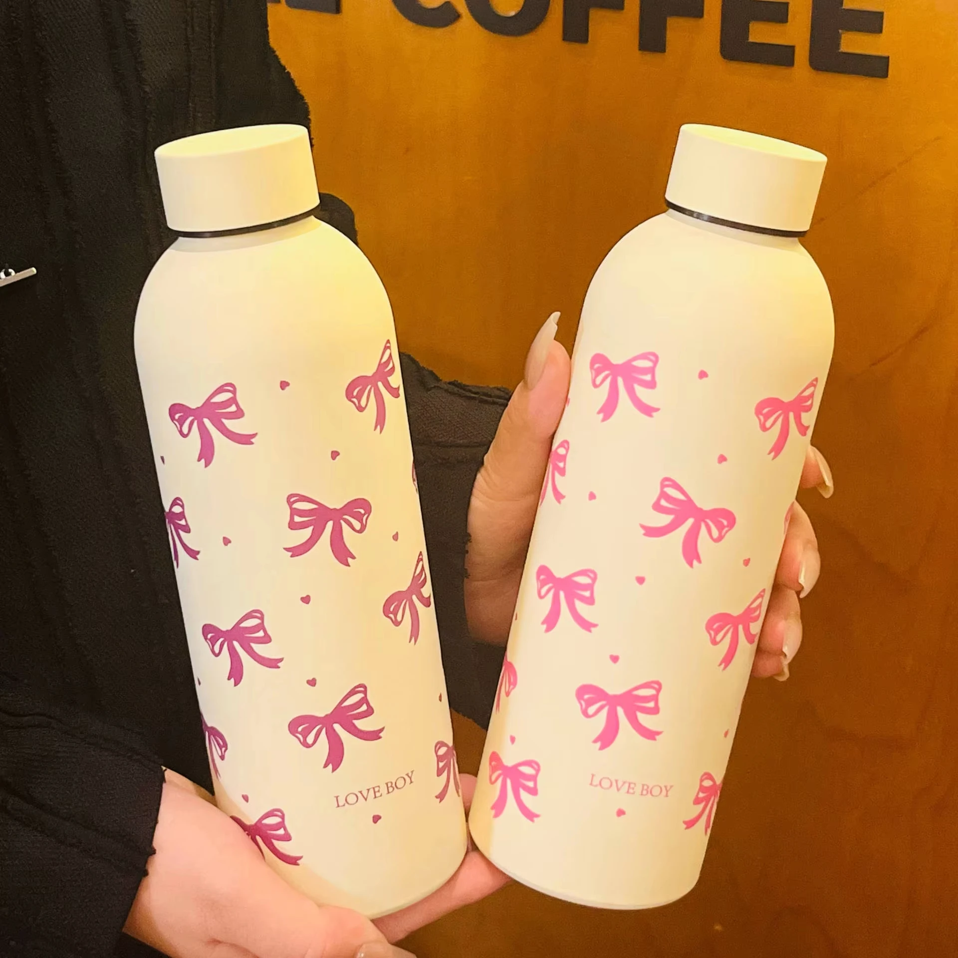 لطيف Bowknot كوب فراغ الفولاذ المقاوم للصدأ سيارة القدح معزول زجاجة ماء للرياضة في الهواء الطلق مدرسة شرب زجاجة #4