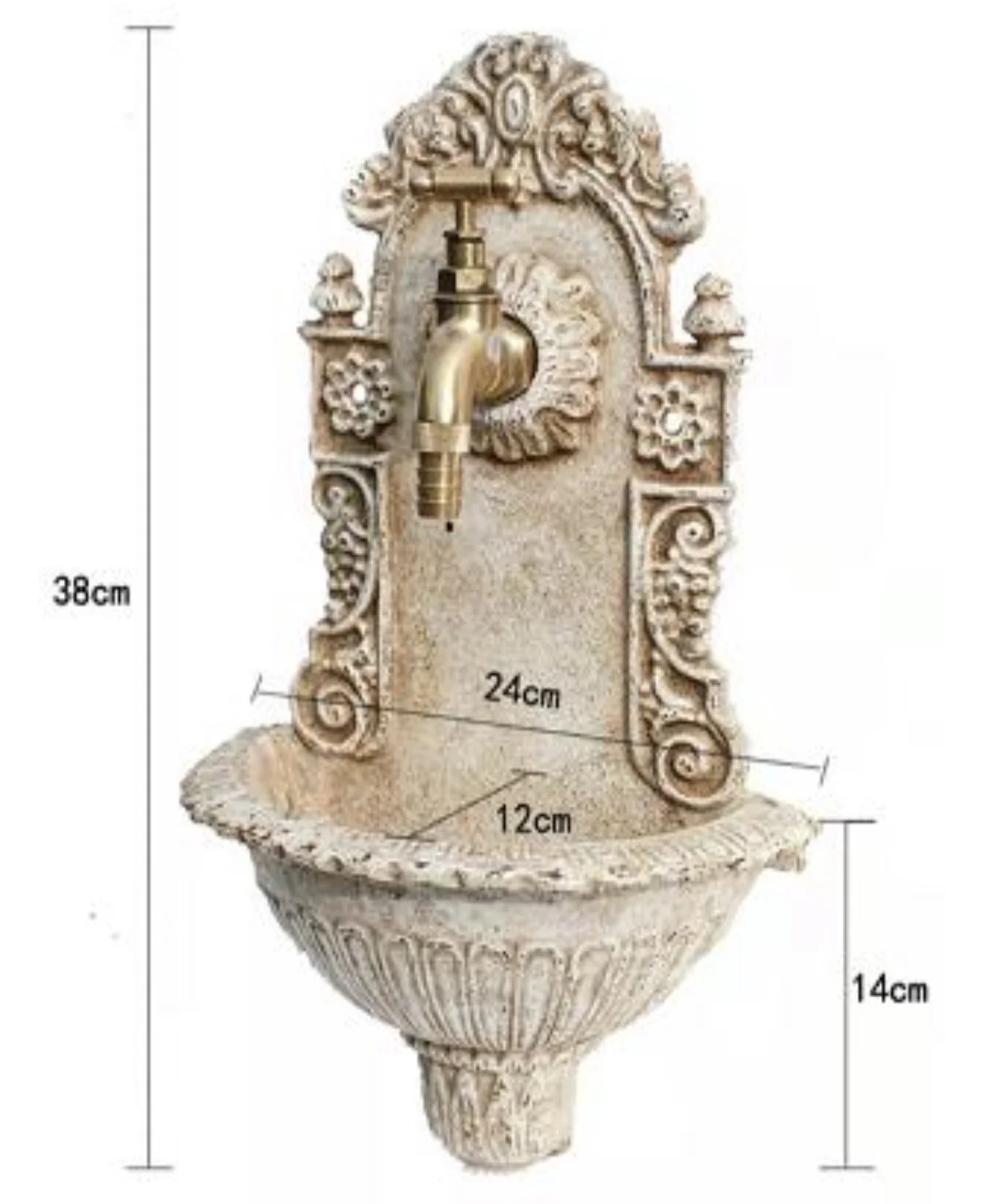 

French retro old cast iron wall hanging sink garden wall water feature decoration groceries flower fairy hall gardening