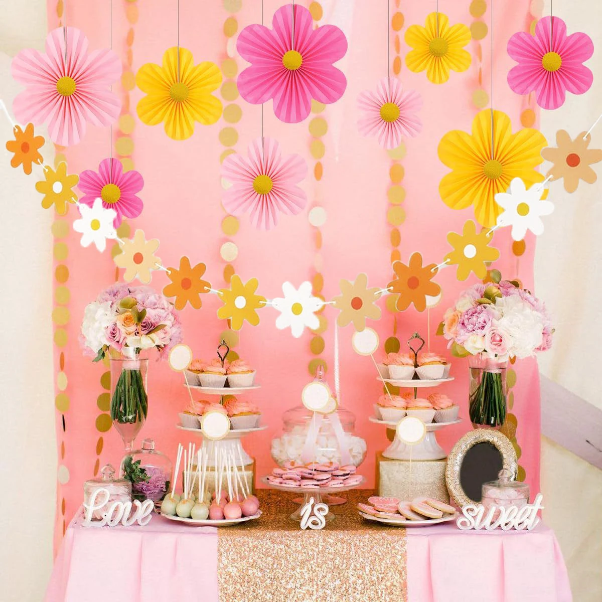 10 Stück Papierblumen-Dekorationen, Party-Papierfächer, florale Pom Poms, florale Hintergrunddekoration für Hochzeiten, Geburtstagsfeiern, Dekorationen – Detail 16