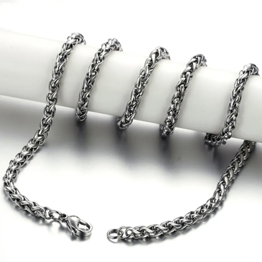 Men's 3Mm Wide Titanium Steel Necklace Hypoallergenic Non Tarnish Shiny Smooth Lightweight Chain 55Cm Solo Or Pendant Ready
