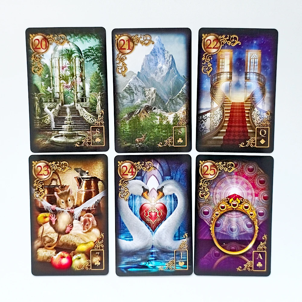 9*6cm Gilded Reverie Lenormand Deck 36 Pcs Lenormand Cards Printed on 350GSM Double-embossed Cardstock