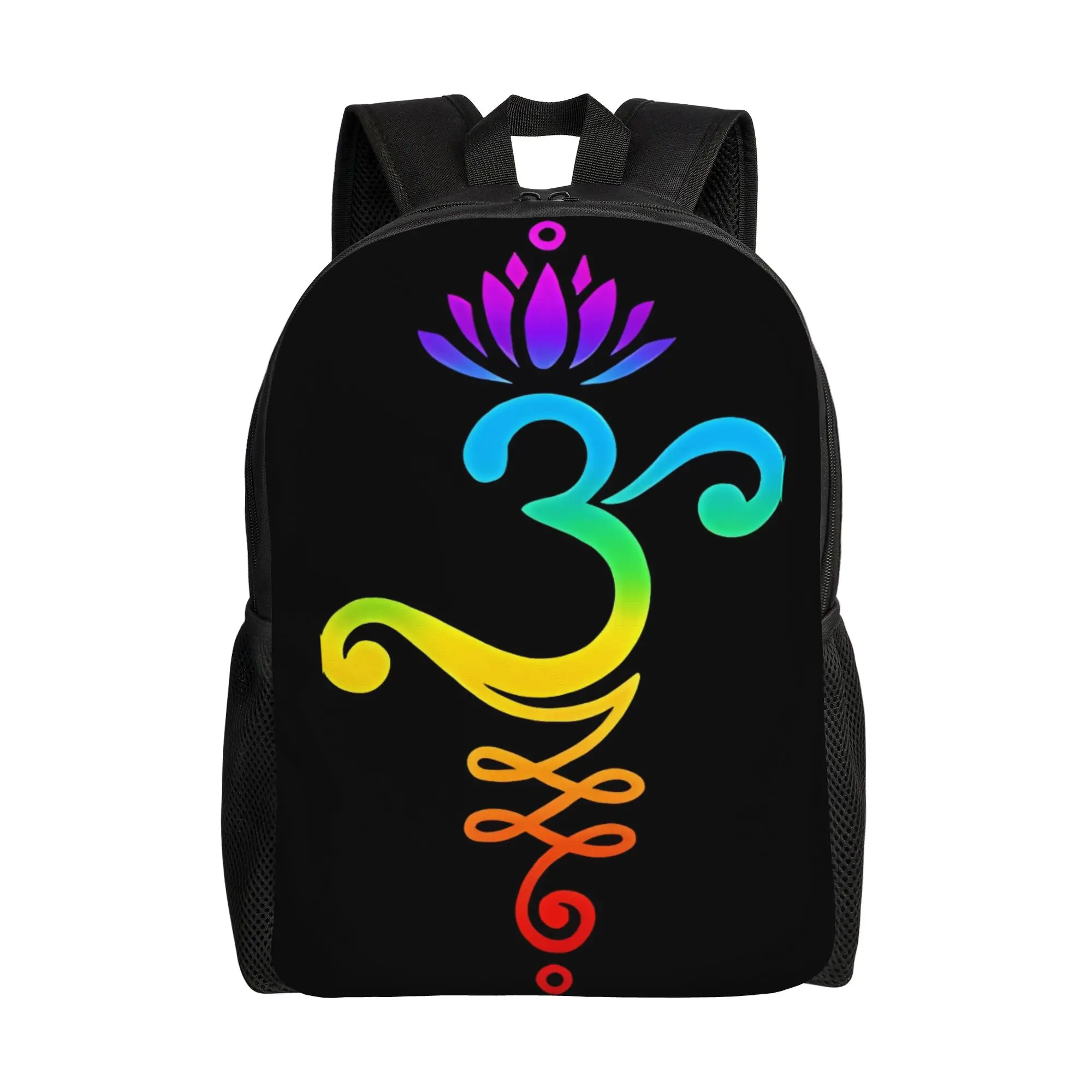 

Om, Mantra, Rainbow, Chakras, Lotus Flower, Unalome, Buddhism Yoga Schoolbag Sporty Daily mochila Large Capacity Laptop Bag