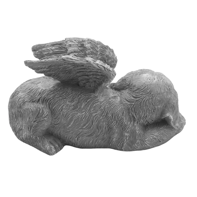 Dog Angel Pet Memorial Tombstone Marking Carved Statue, Resin, Stone Finish