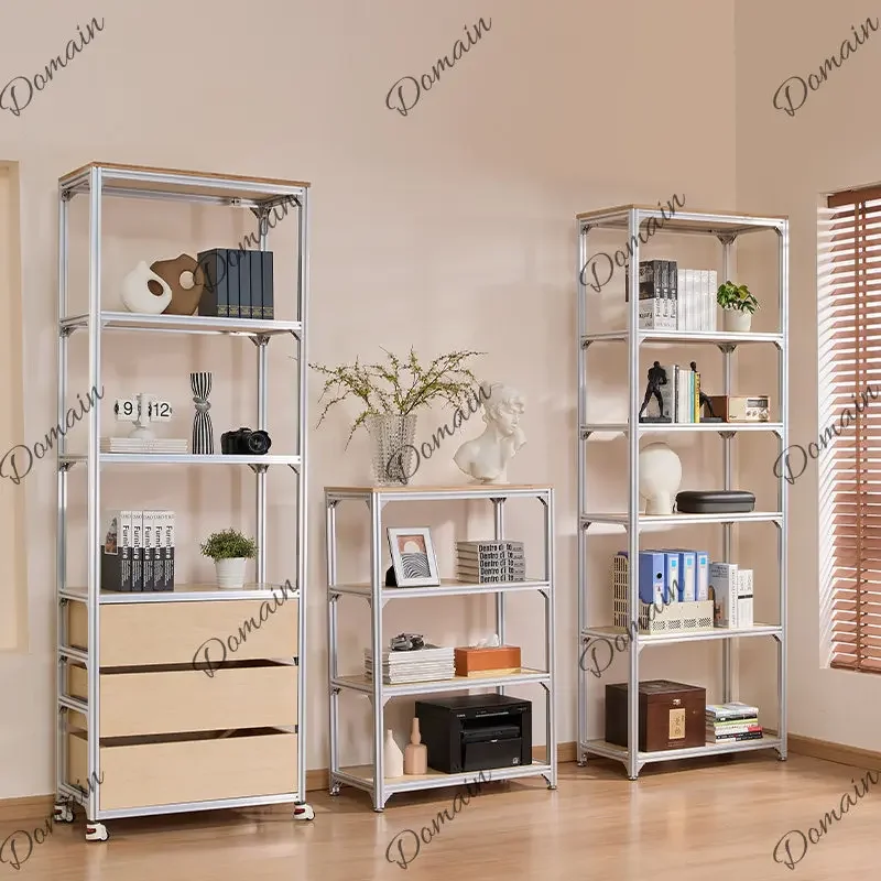 U Aluminum Profile Birch Ocean Panel Multi-layer Display Rack Minimalist Household Living Room Shelf Floor Storage Cabinet