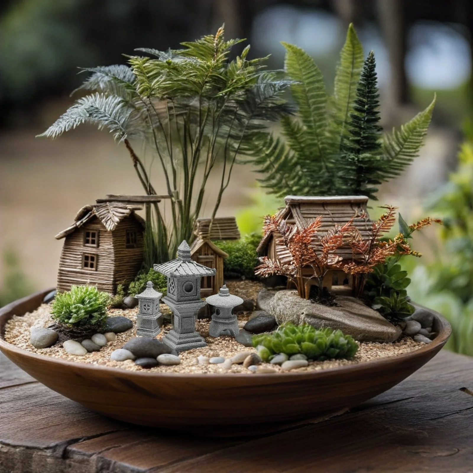 

1 Set Of Stone Lantern Decor Pagoda Shaped Garden Ornament Miniature For Zen Garden Home Bonsai Landscape Outdoor Decoration