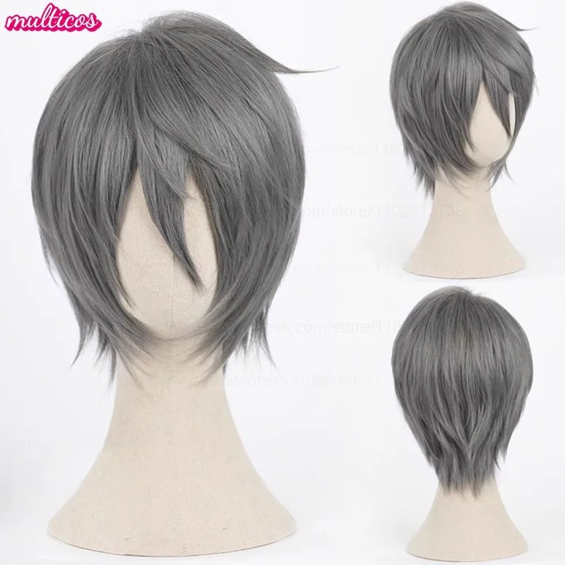 Farben Kurze Gerade Cosplay Perücke Layered Shaggy Flauschig Rot Rosa Braun Grün Blau Hitzebeständige Kunsthaar Party Anime Perücken – Detail 5