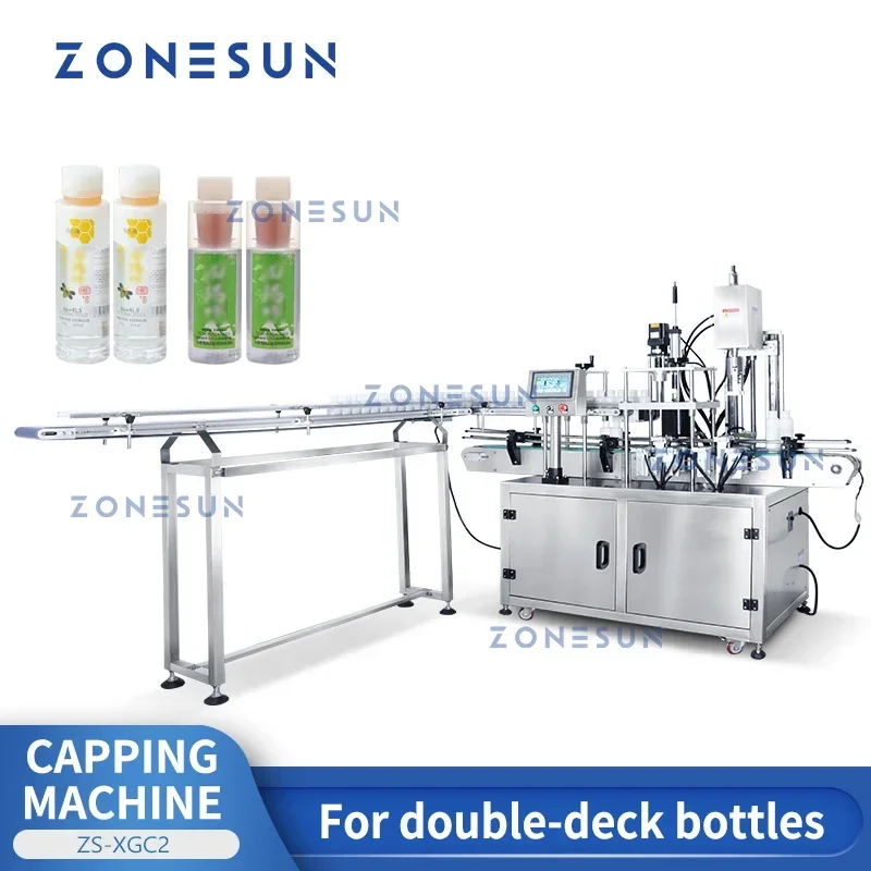 ZONESUN ZS-XGC2 Automatic Double Deck Capping Machine for Jars Mixed Drinks Honey Beverage