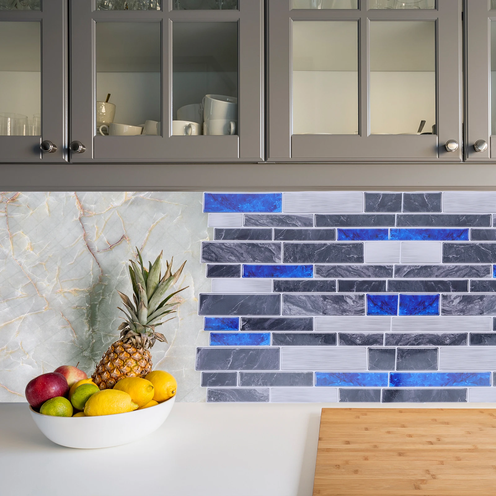 

10Pcs Marble Wall Stickers Waterproof Self Adhesive Tile Bathroom Kitchen Peel and Stick PVC Tile Backsplash Wall Decor Stickers