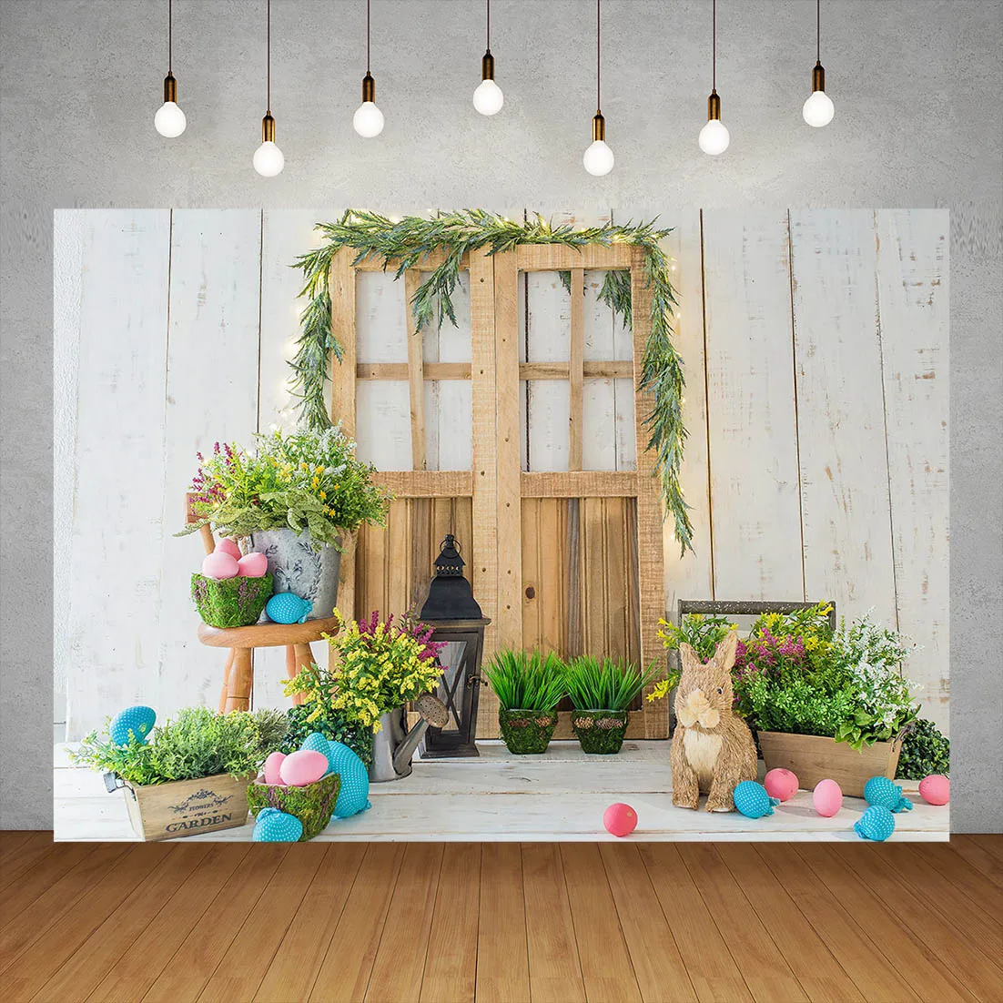 Happy Easter Party Banner Background Photozone Bunny Eggs Spring Photography Backdrop Baby Children Photo Studio Photophone