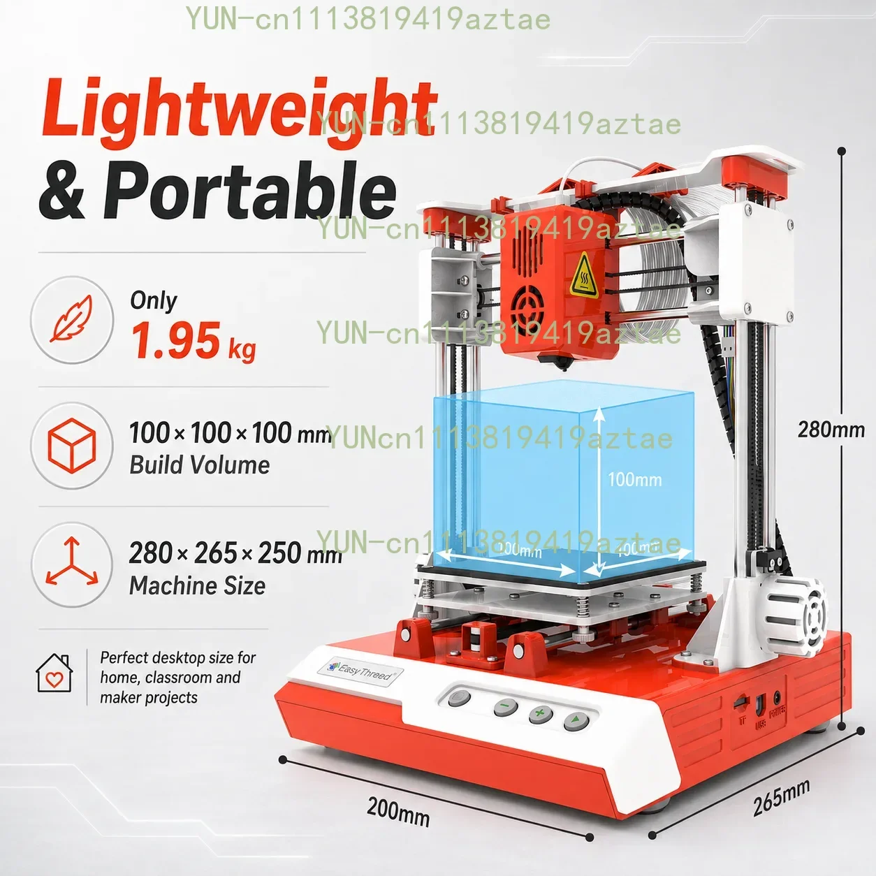 3D Printer 100x100x100mm DIY FDM Printer PLA Filament Printing Machine for Kids Beginners Home Education USB TF Card