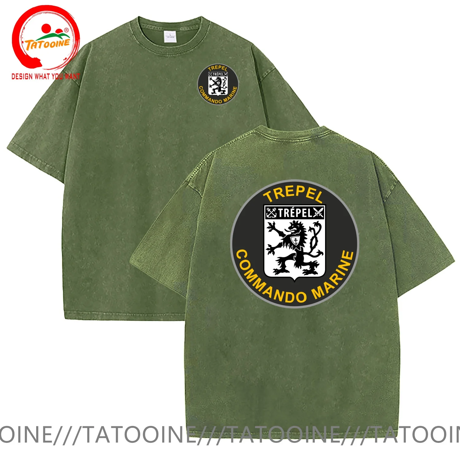 French Navy Commando Marine Trepel T Shirt Men Vintage Washed Cotton T-Shirt Stylish Clothing Tops Tee Shirt Leisure Tshirt Men'
