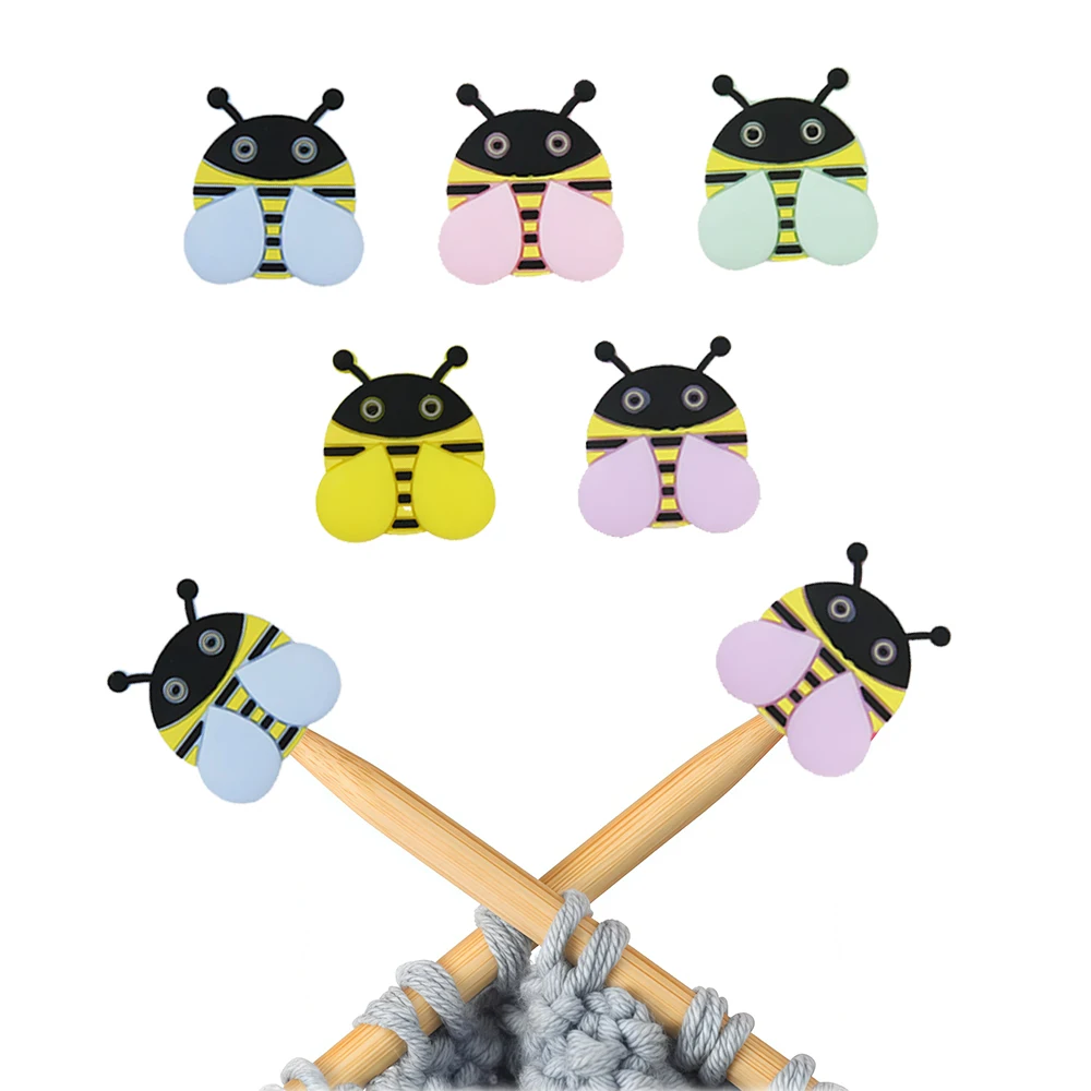 10pcs Honeybee Silicone Needle Caps Colorful Knitting Needle Protectors DIY Yarn Sewing Weave Craft Crochet Accessories Set