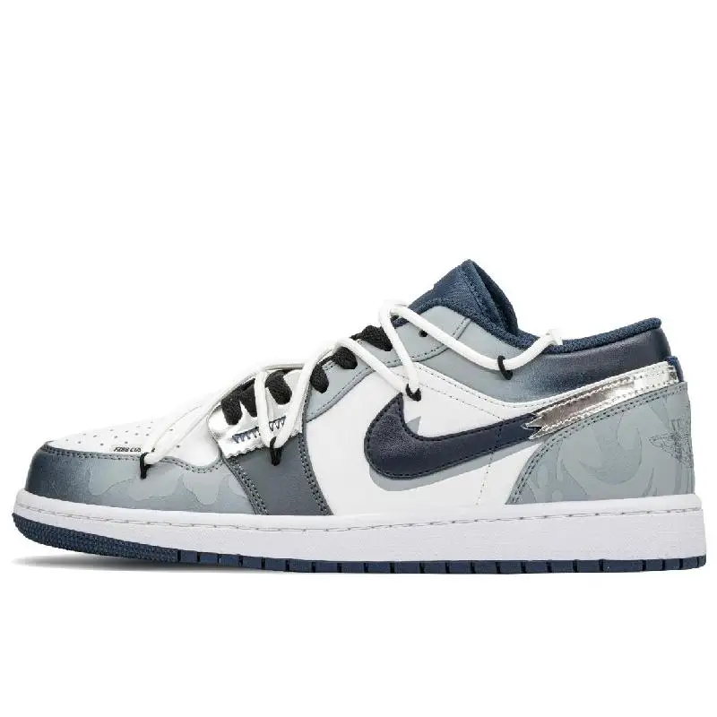 

【Customize】Air Jordan 1 Vintage Basketball Shoes Men Low-top Blue Sneakers shoes 553558-414