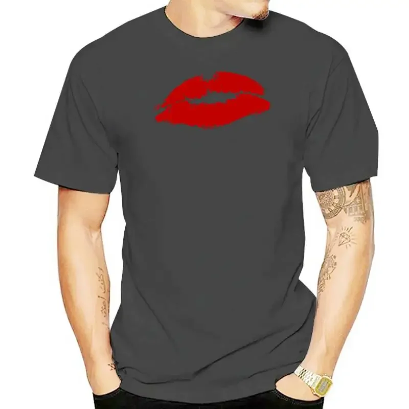 Red Lips Lipstick Kiss Imprint Men's T-Shirt Quality T Shirts Men Printing Short Sleeve O Neck T shirt Short Sleeve Basic Tops