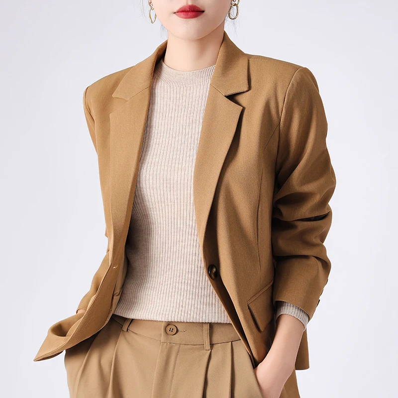

Women'S Blazer For Commuting Fashionable Spring-Summer New High-End Elegant Suit Solid Color Nine-Quarter Sleeve Casual Top
