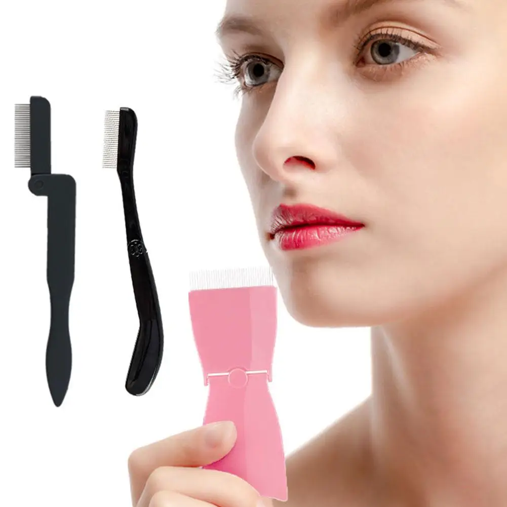 

Folding Eyelash Curler Comb Separator Mascara Curl Metal Tool Makeup Brush Mini Eyebrow Comb M1O6