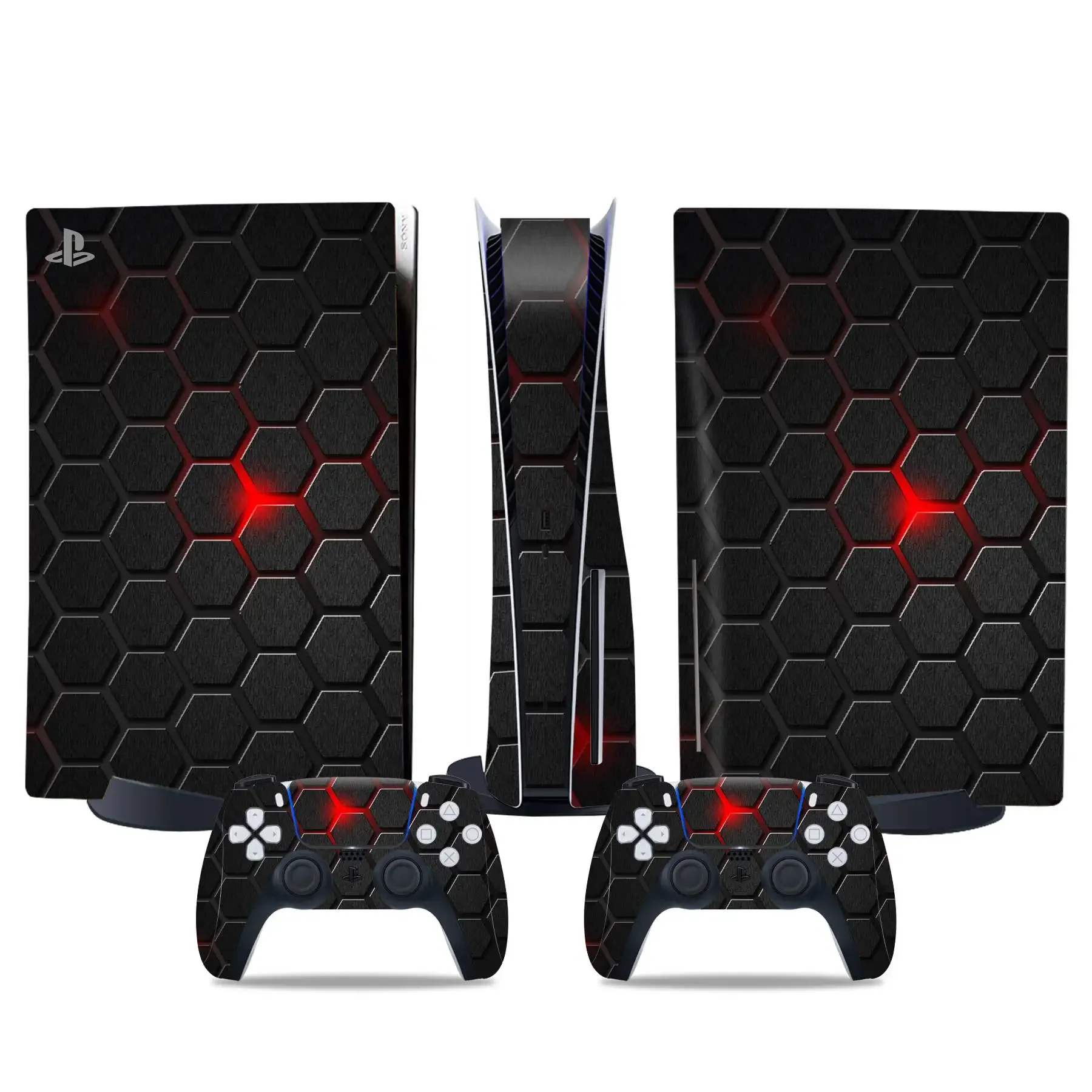 for PS5 Disk Edition Carbon fiber Skin Sticker Decal Cover for PS5 Console and 2 Controllers
