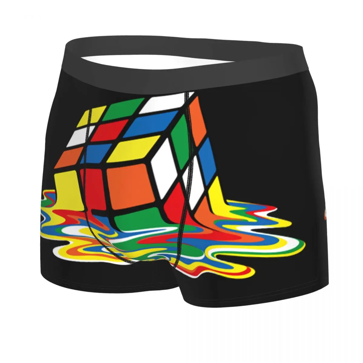 Melted Rubix Cube Rubiks Boxer Shorts For Men 3D Print Geometric Math Magic Underwear Panties Briefs Stretch Underpants