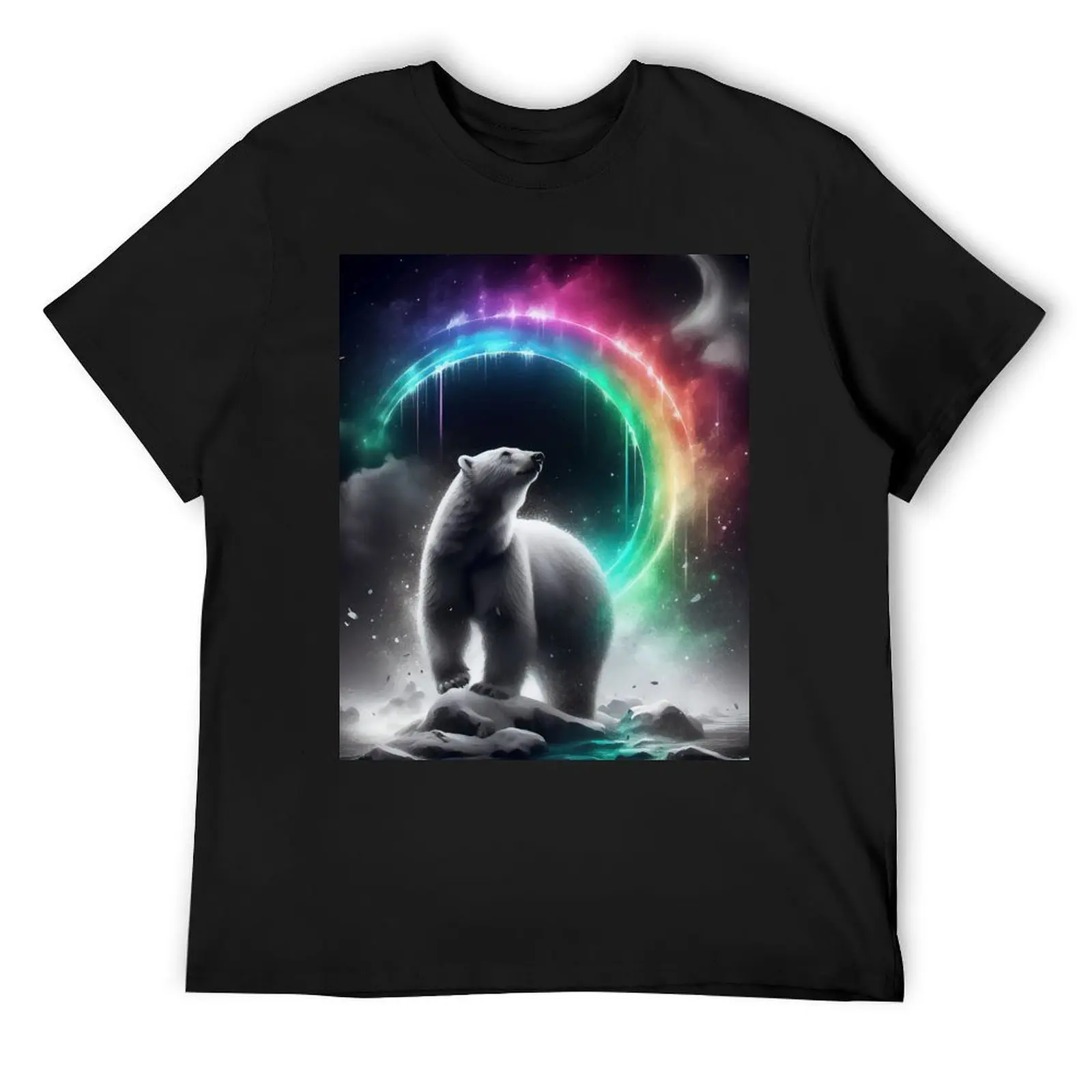 

Monochromatic Polar Bear Within Rainbow Color Splash T-Shirt man clothes funny costumes mens big and tall t shirts