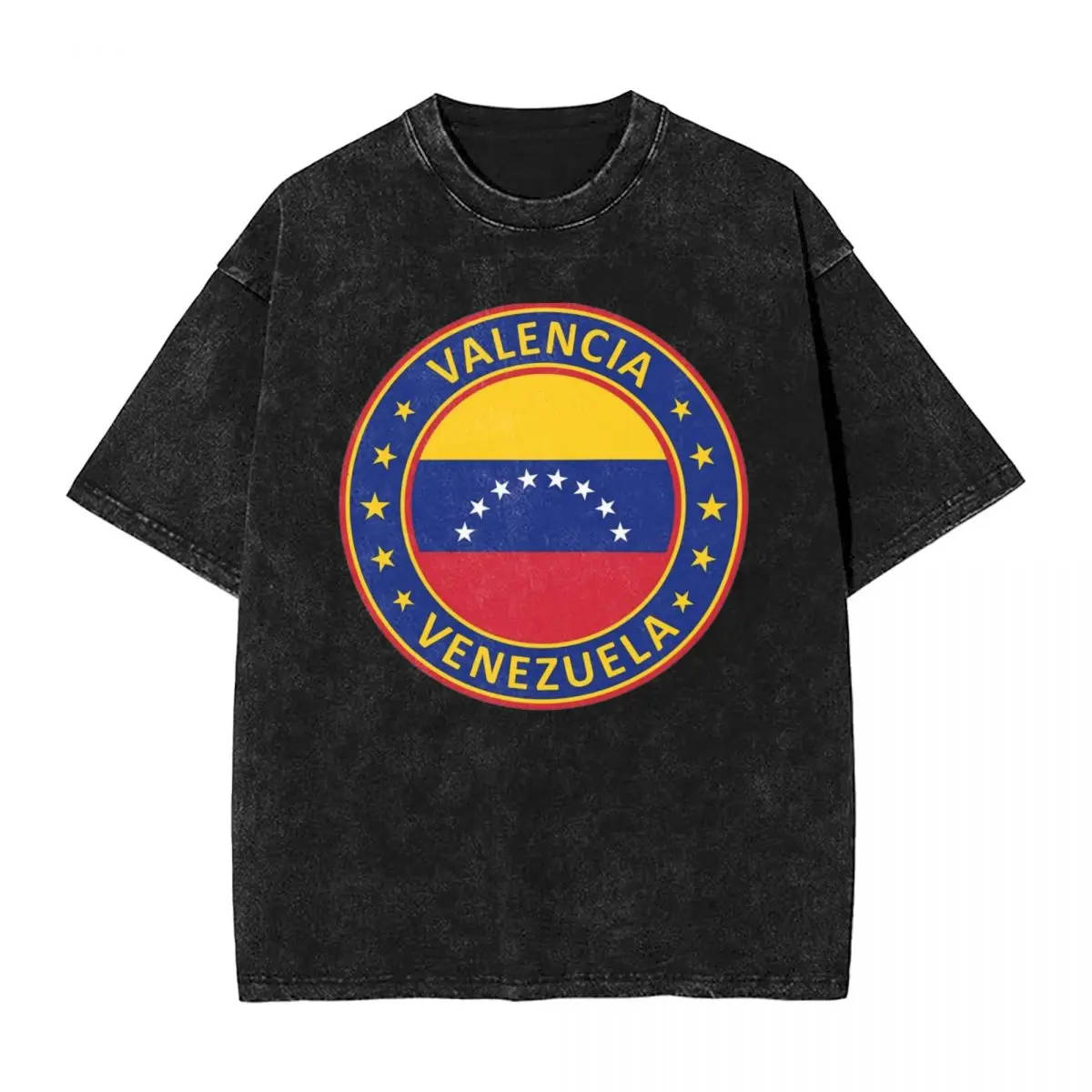 Washed T Shirt Valencia Venezuela Venezuelan Flag Hip Hop Vintage T-Shirt Oversize Streetwear  Summer Tops Tees for Men Women