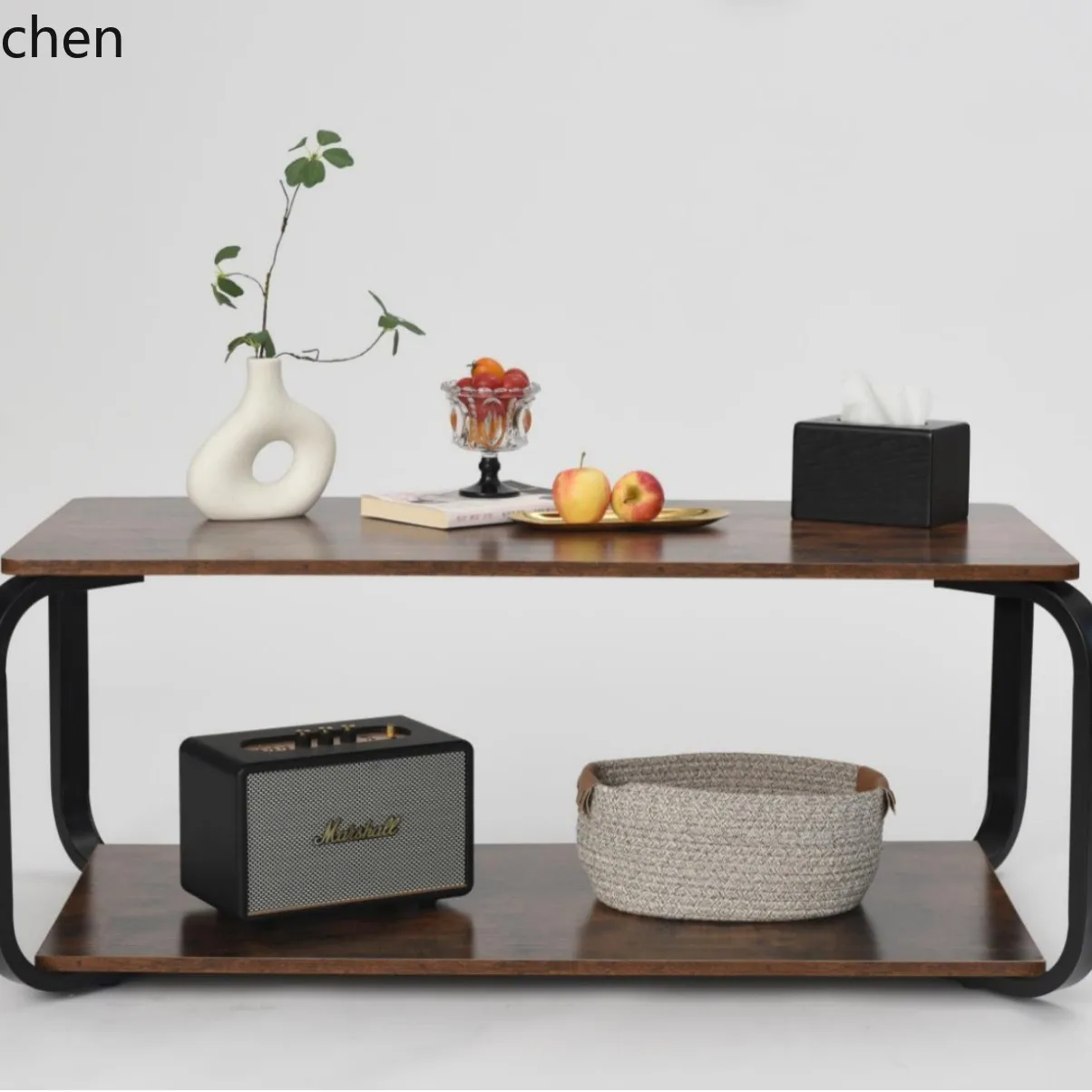 طاولة قهوة HXL بطبقة مزدوجة لغرفة المعيشة والمكتب بتصميم بسيط #5