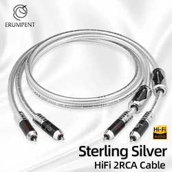 One Pair HiFi Sterling Silver RCA Cable Hi-end  Carbon Fiber Locking 2RCA Male to 2RCA Male HiFi Audio Cable for Amplifier CD