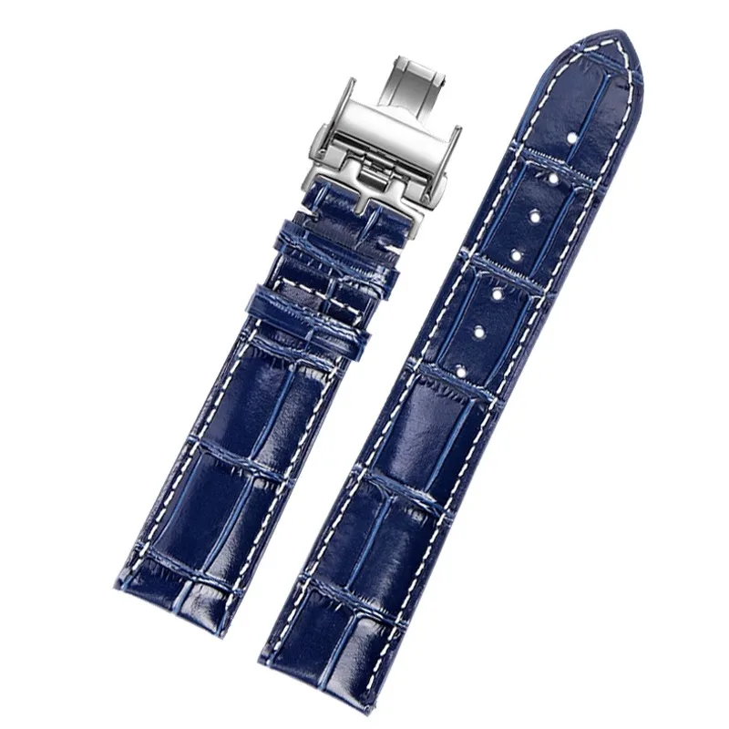 Watch band for Longines strap, leather craftsman, moon blue crocodile pattern, magnificent Comcas male belt 19mm 20mm 21mm