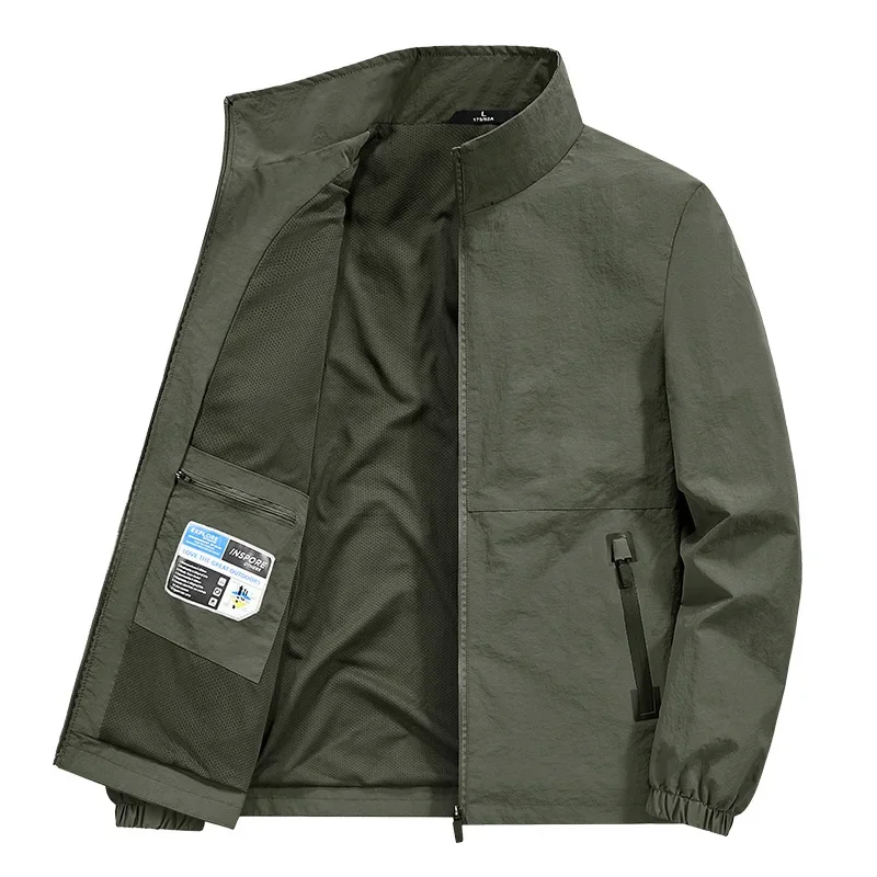 

New Casual Loose Fit Men's Jacket Spring Autumn Stand Collar Big Size Coat Comfortable Lightweight Business Style