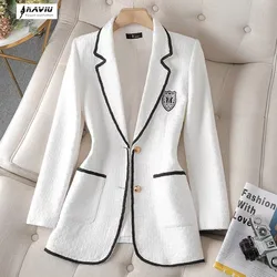 White Blazer Women Long Sleeve Slim Jacket 2024 Autumn New Temperament Fashion High End Office Ladies Work Coat Tops Black