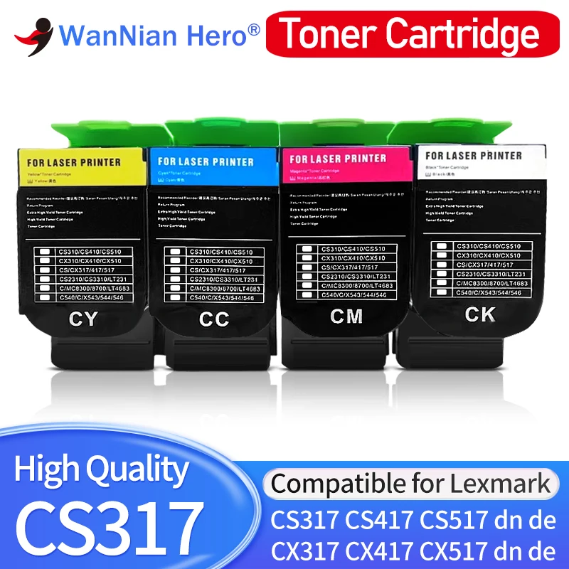 

CX 317 Toner Cartridge With Stable Chip Compatible for Lexmark CS317 CS417 CS517 CX317 CX417 CX517 CS317dn Printer Color Toner