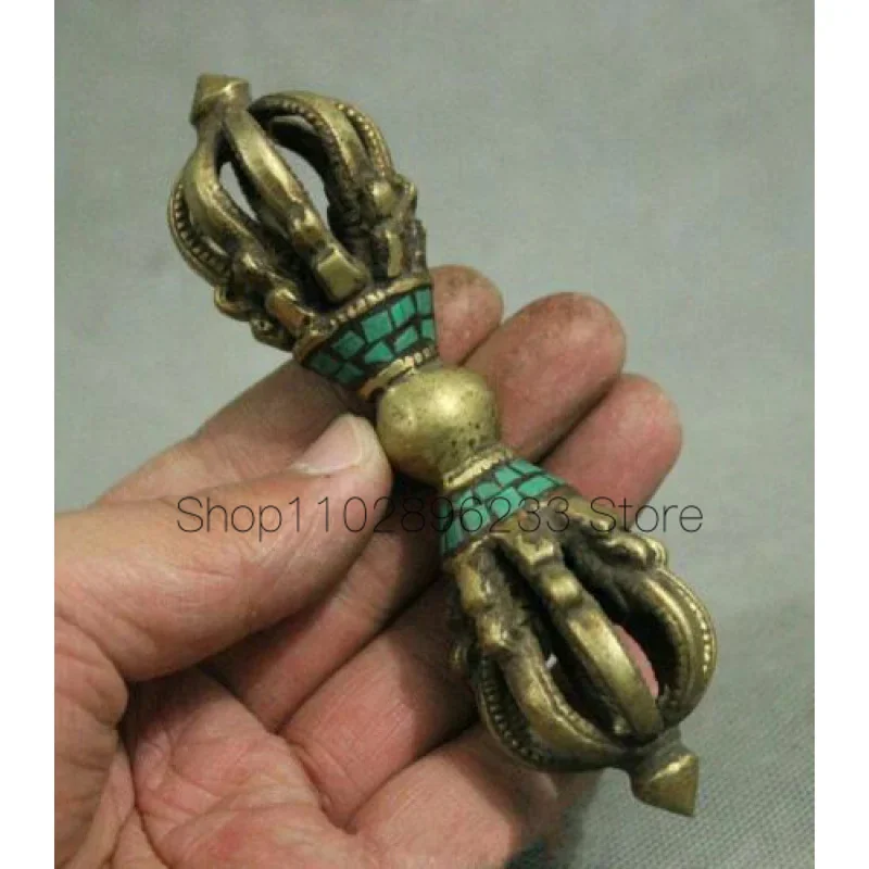 Collection Tibet Buddhism Bronze Inlay Turquoise Vajra Phurba Dagger Holder FaQi