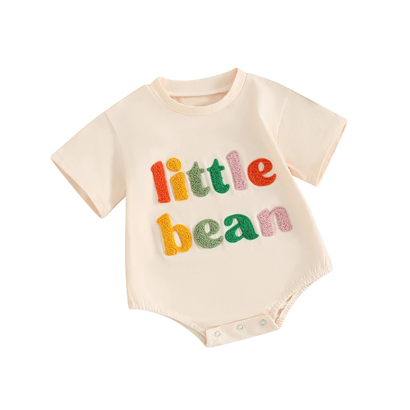 

Newborn Baby Boy Girl Summer Romper Little Bean Bubble Short Sleeve T shirt Outfits Oversized Sweatshirt Clothes