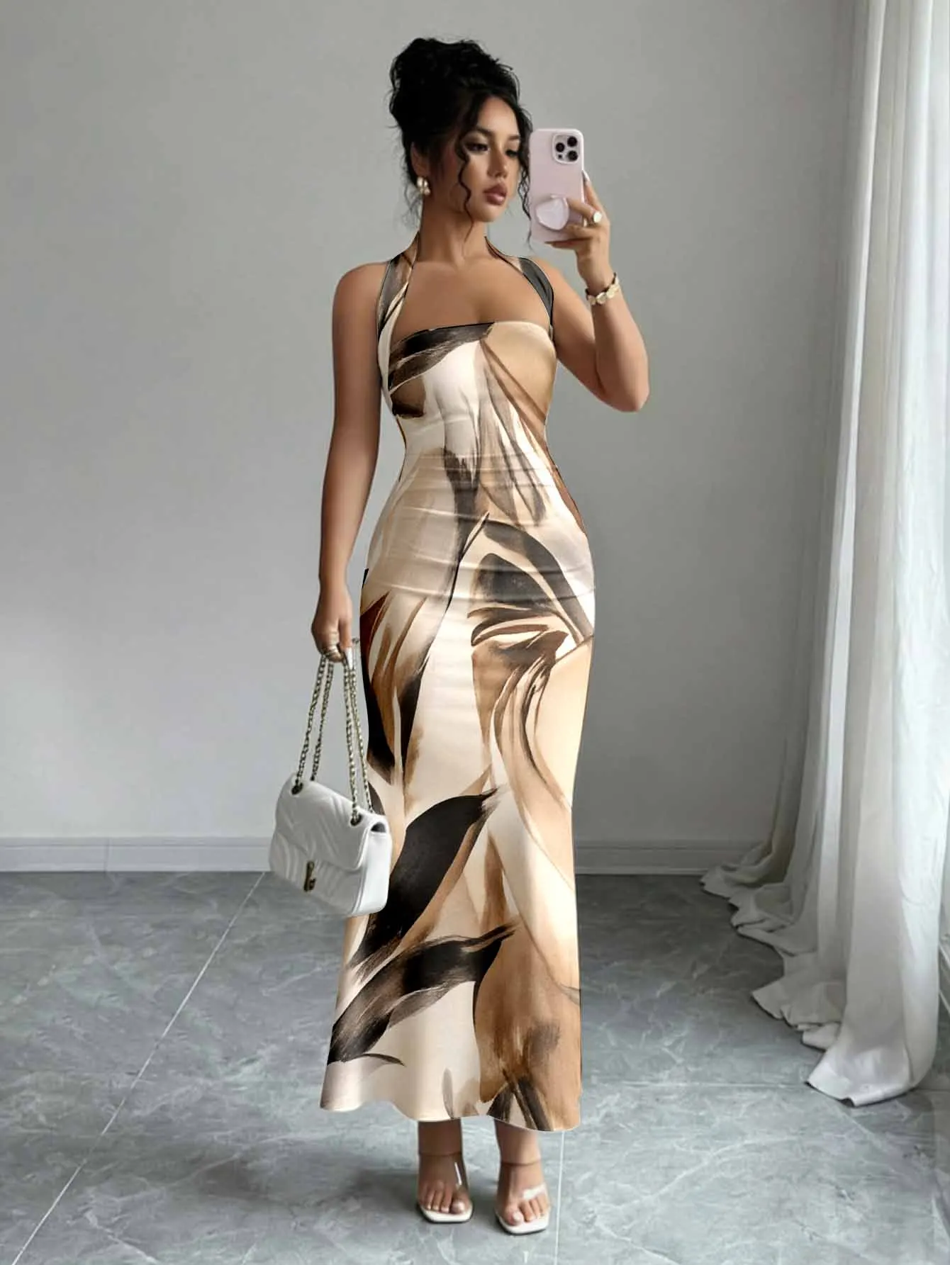 Off shoulder neck long dress with high stretch fabric for a snug and comfortable fit, creating smooth lines