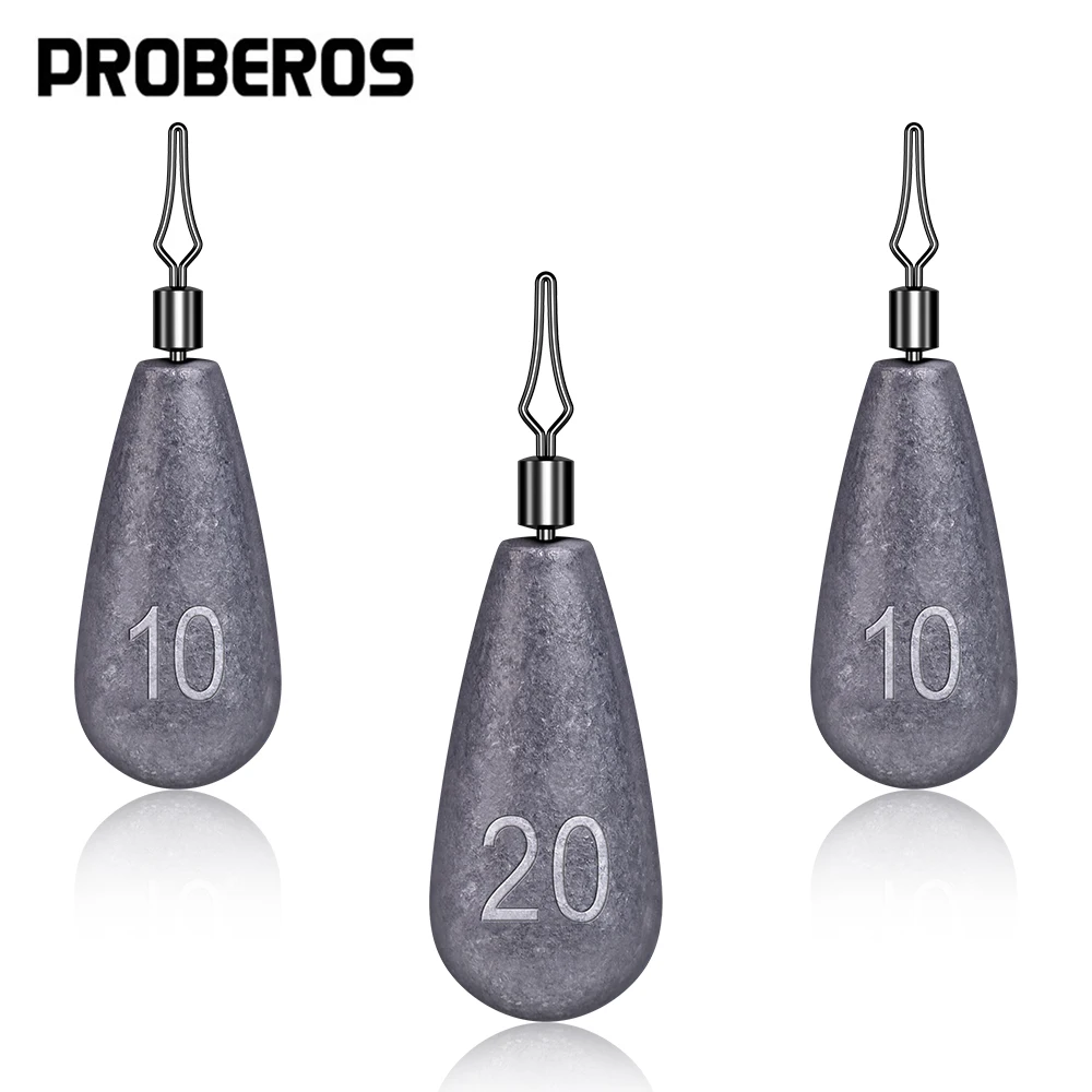 PROBEROS 10 Stück tropfenförmiger Twist-Ring-Blei-Anhänger, Schnurhaken-Blei-Anhänger, Wassertropfen-Blei-Anhänger, Blei-Angelgewichte-Set – Detail 1