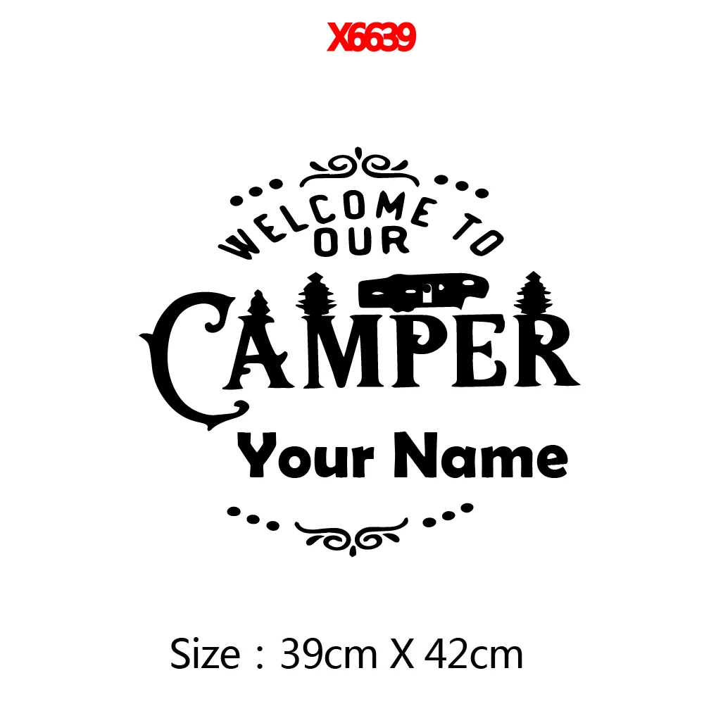 Welcom To Our Camper Camping RV Sticker SUV Car Vehicle Vinyl Camper Decal Custom Name
