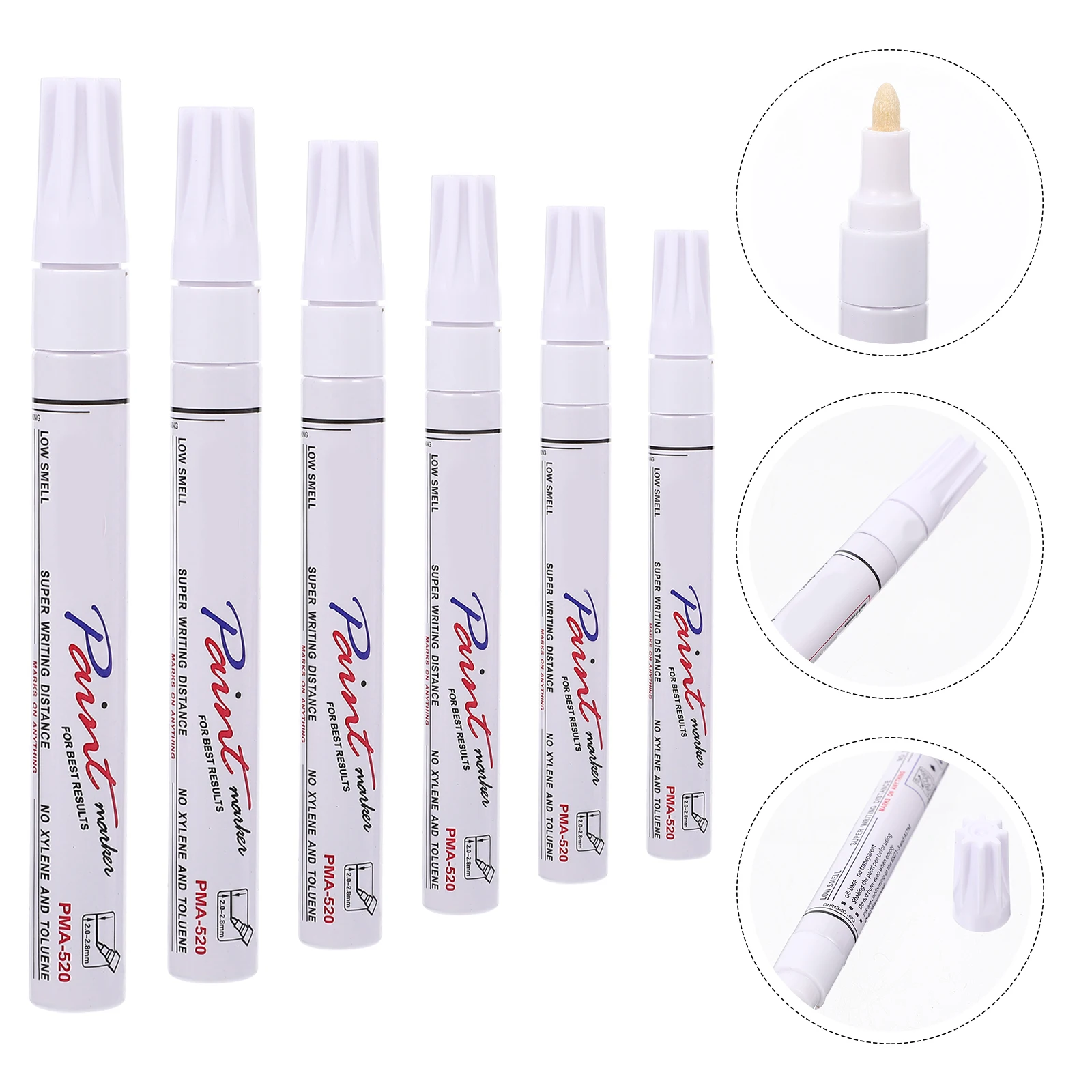 

6 Pcs Paint Pens Plastic Marking Grip Lightweight Markers for Canvas Glass Ceramic Body Painting Car