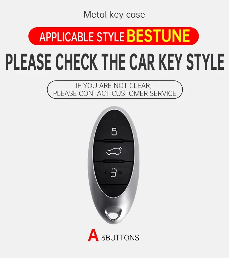 Car Key Case Cover For FAW Bestune T77 T77pro New B70 T55 T33 T99 Zinc Alloy Leather Stone Pattern Protector Keychain Accessorie