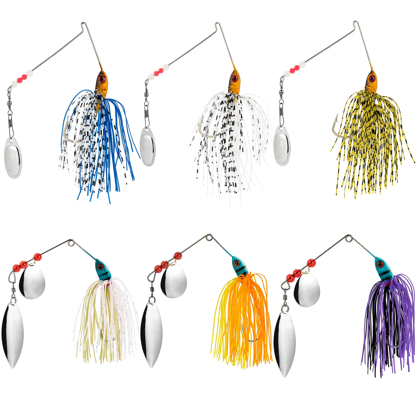 

17g Jig Head Spinnerbait Buzzibait Fishing Lure Bass Jig with Colorado Willow Blade Wobblers for Bass Trout Salmon Pike