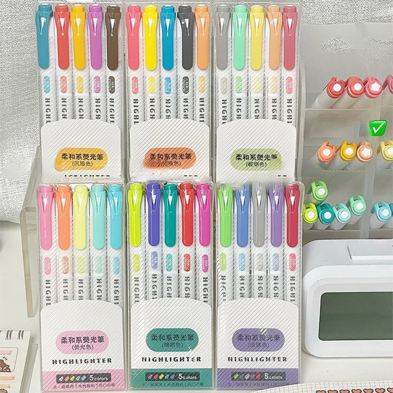 5/15 قطعة مجموعة أقلام الفلورسنت طالب بمناسبة السكتة الدماغية مفتاح بمناسبة القلم عالية الجمال اللون كتيب القلم دفعة #1