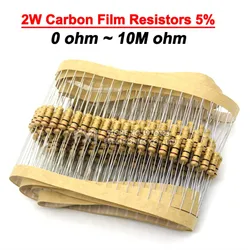 20 piezas resistencias de película de carbono 2W 5% 1R-10M 10R 47R 100R 220R 1K 10K 4K7 100K 560K 1M 3M3 ohm ibuw resistencia de anillo de Color 200K 15R