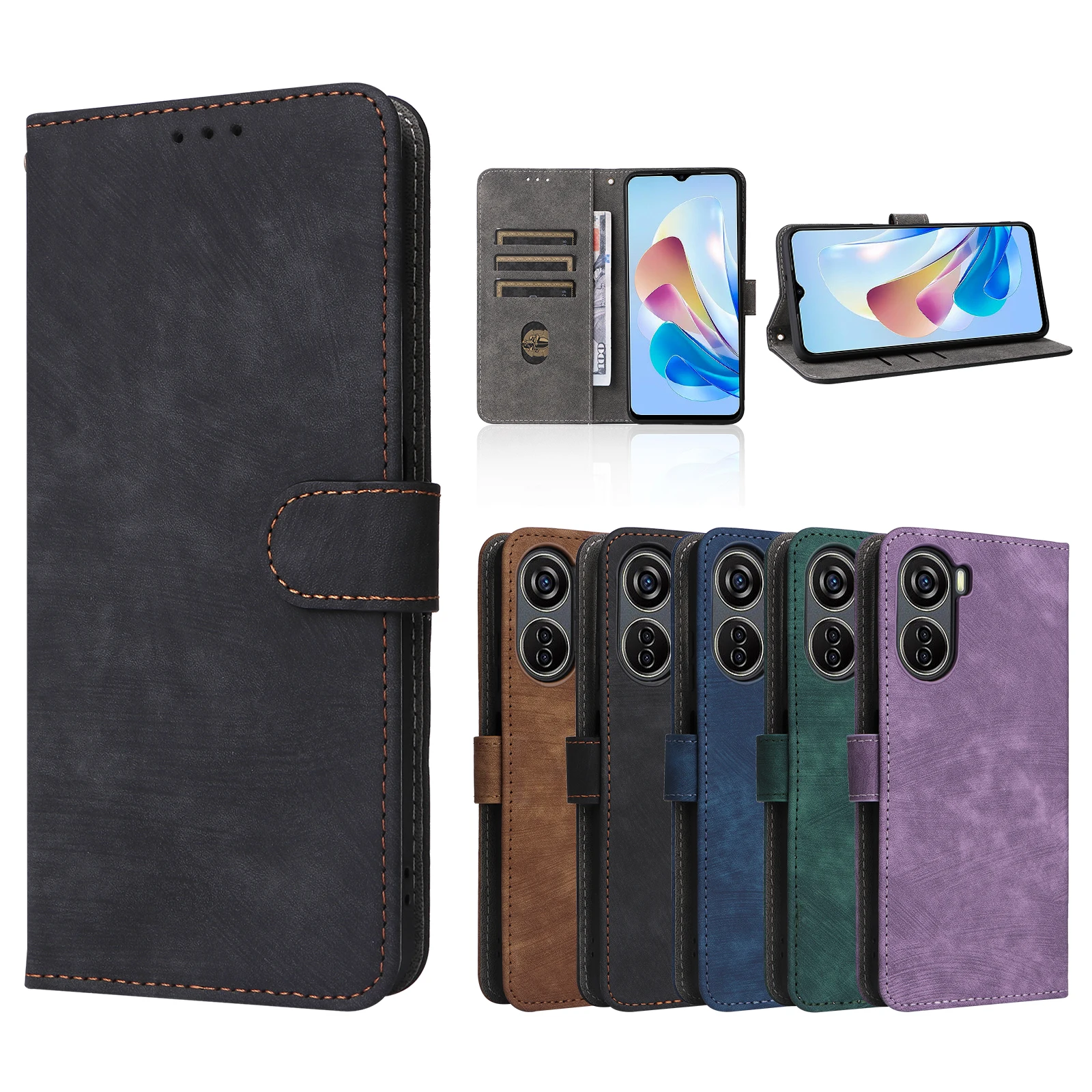 Flip Leather Cover For ZTE Blade V41 Vita 5G Magnetic Button RFID Protection Anti Theft Card Slot Wallet shockproof Phone Case image 6