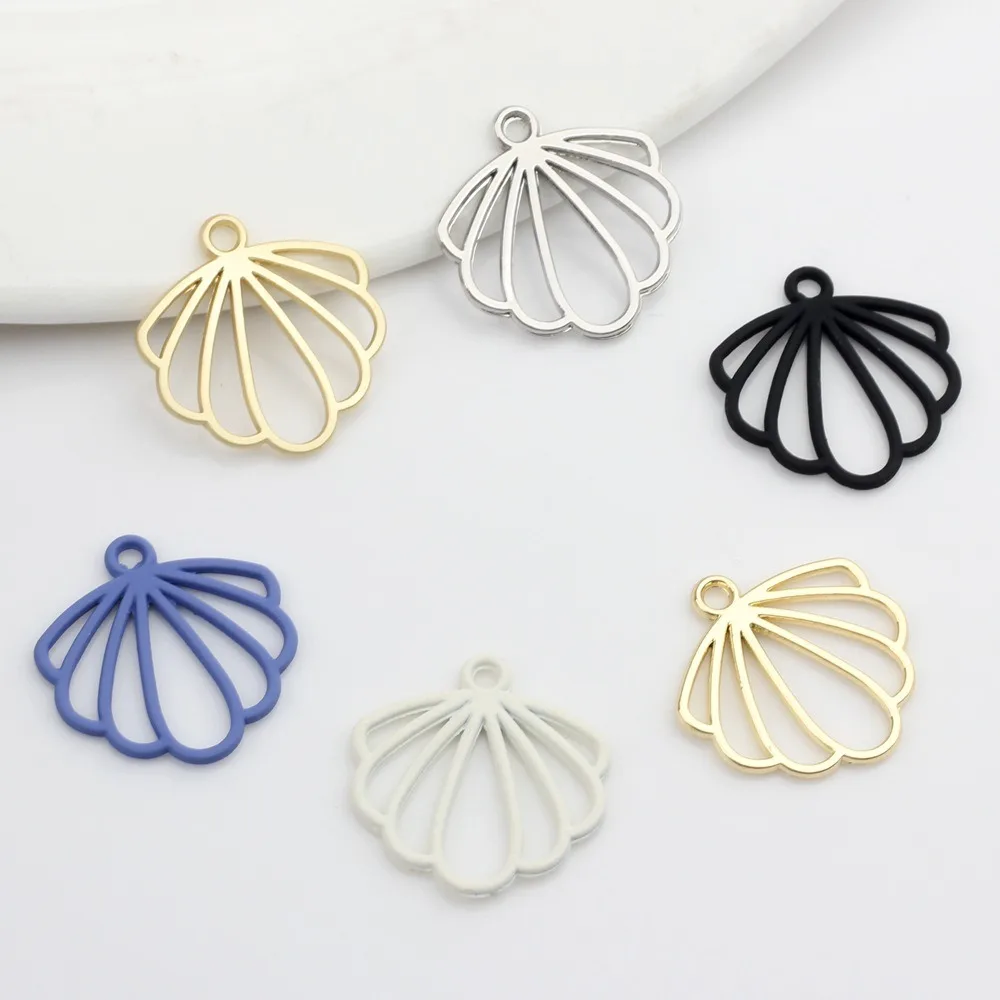 

5Pcs 21×20mm Scallop Pendant Zinc Alloy Flat Scallop Charms Multipurpose Hollow Out DIY Jewelry Earring Making Accessories