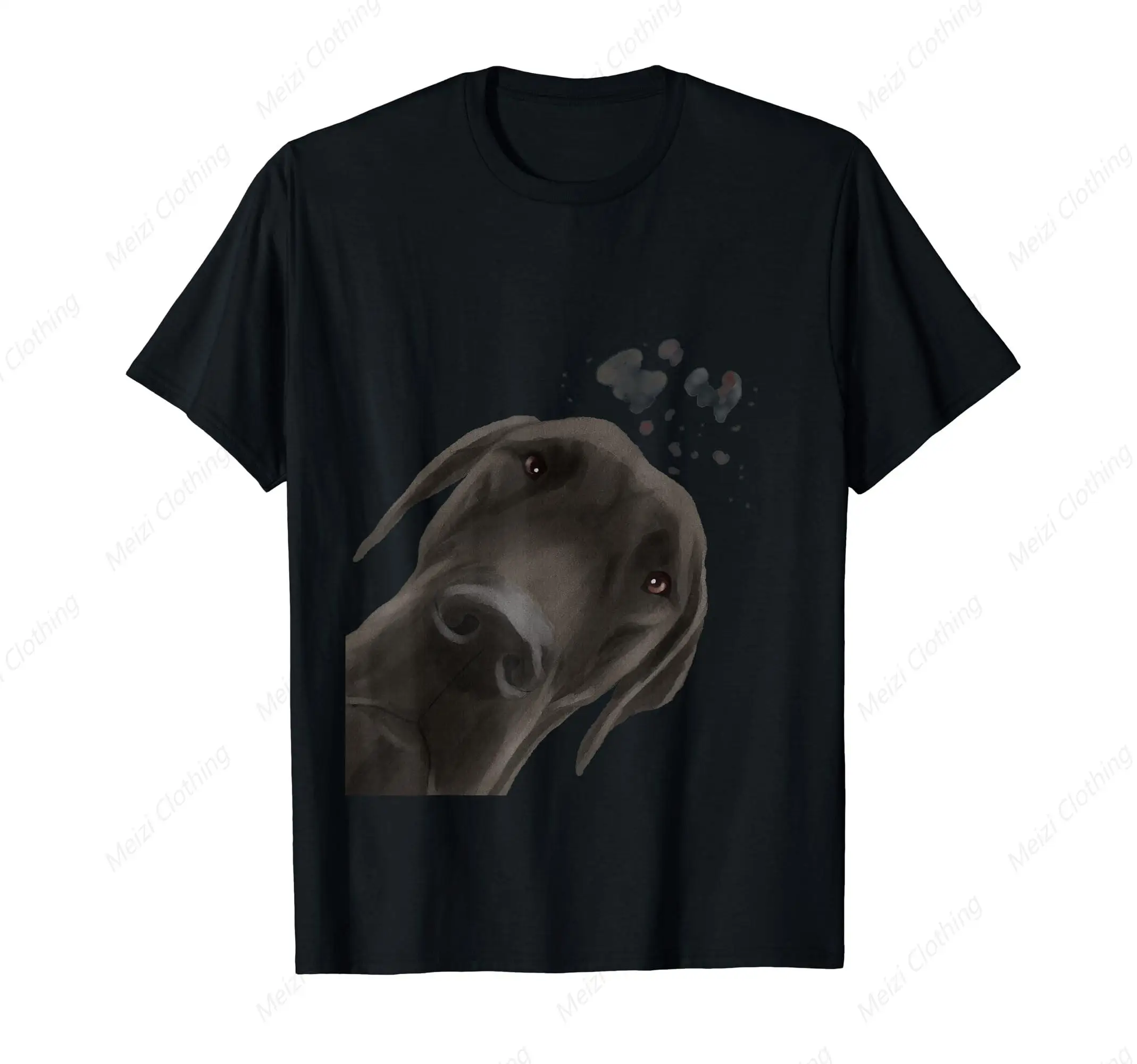 Interesting Cool Curiosity Dog Big Dane Men's and Women's T-shirts Fashionable Loose Men's Clothes Cotton Gift Shirt