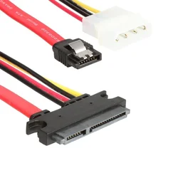 SATA Female Combo 7+15 Pin Data Cable And Power To SATA 7Pin+4 Pin Molex Serial  ATA Lead Cable Power Adapter 30cm 50cm