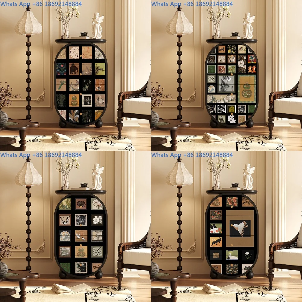 

Solid Wood French Style Vintage Entry Cabinet with Drawers for Home Storage