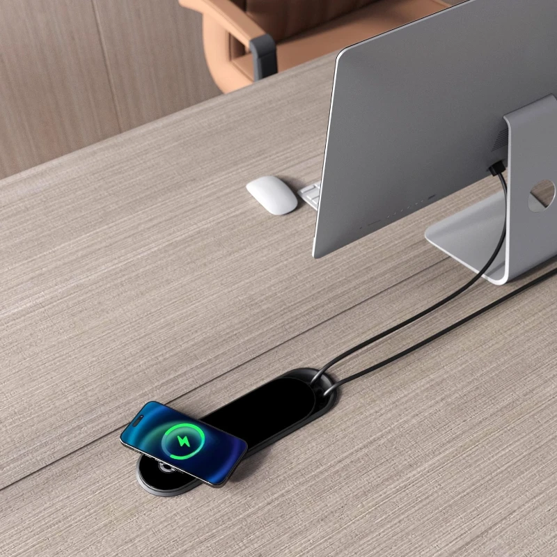 

Double-sided over-the-wire desktop socket, embedded rotatable socket, wireless charging for office power supply